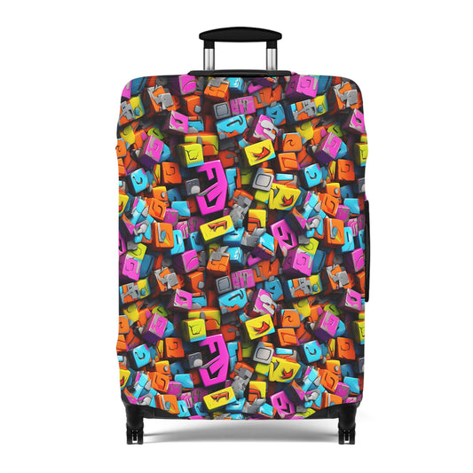 3D Graffiti Blocks in Bold Colors   - Luggage Protector and Cover 3 Sizes