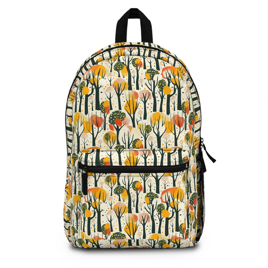 Enchanted Forest of Yellow and Orange Trees on a Speckled Cream Background Lightweight Stylish Durable Backpack (Made in USA)