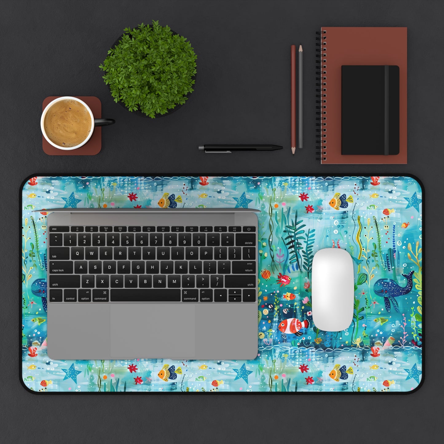 Ocean Enchantment: Magical Watercolor Sea Creatures Extended Gaming Mouse Pad  Desk Mat  - 3 Sizes