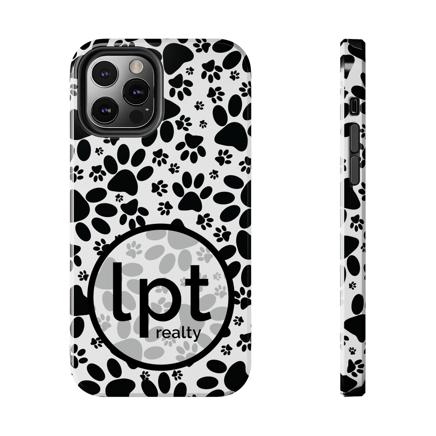 LPT Realty Logo -  Stealthy Tracks: Black Animal Paw Prints Iphone Tough Phone Case