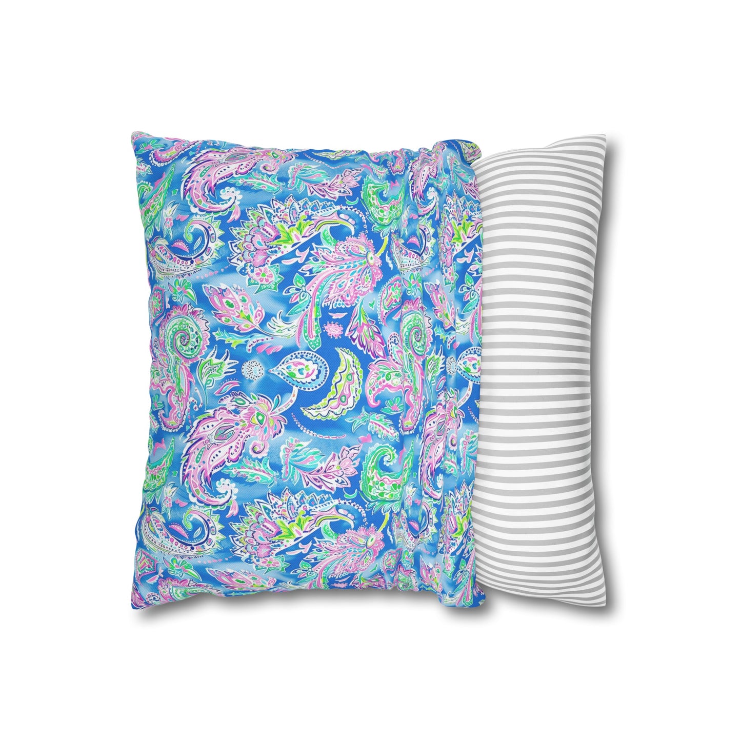 Pastel Paisley Whimsy: Delicate Design in Soft Hues Spun Polyester Square Pillowcase 4 Sizes