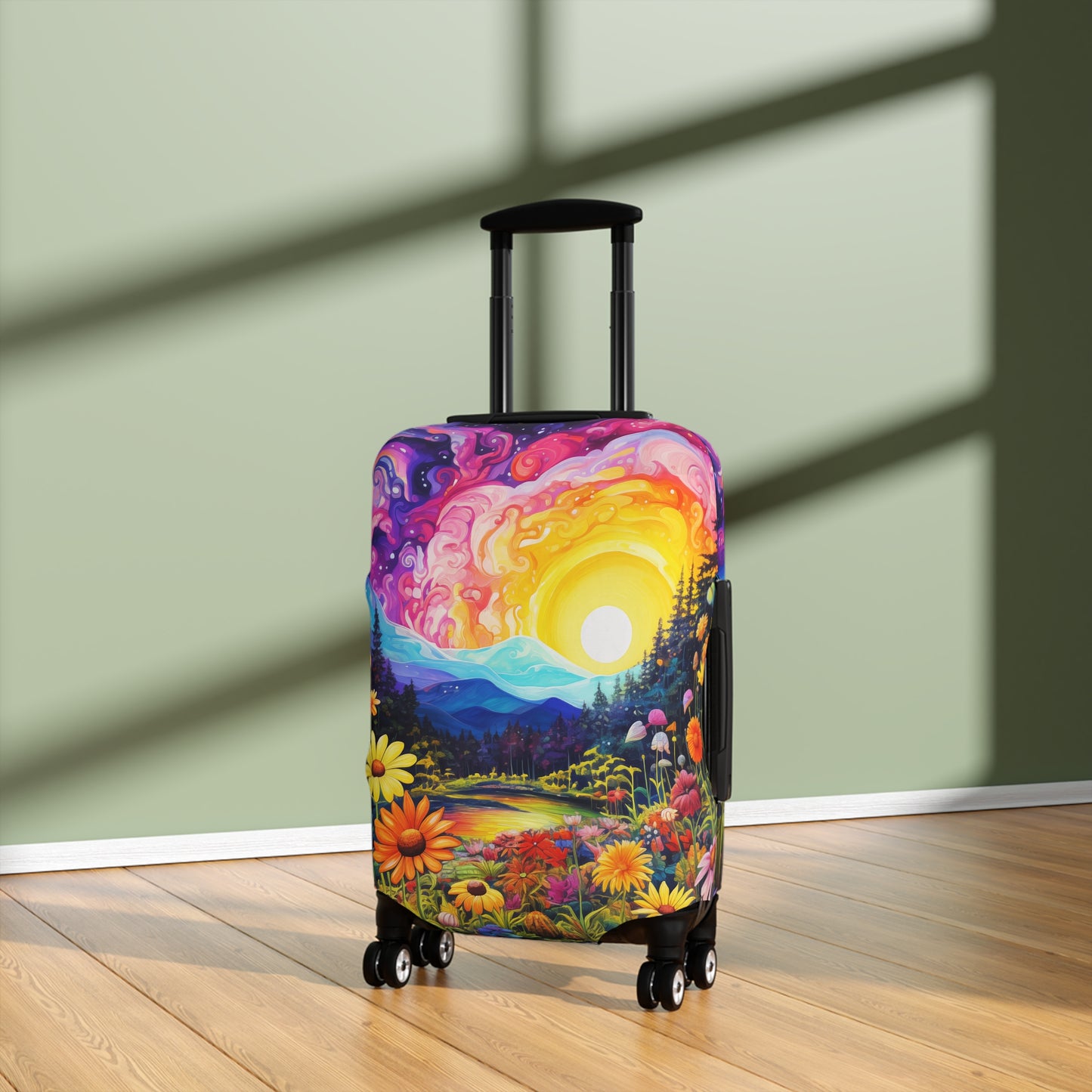 Enchanting Sunrise Over a Whimsical Field of Wildflowers  - Luggage Protector and Cover 3 Sizes