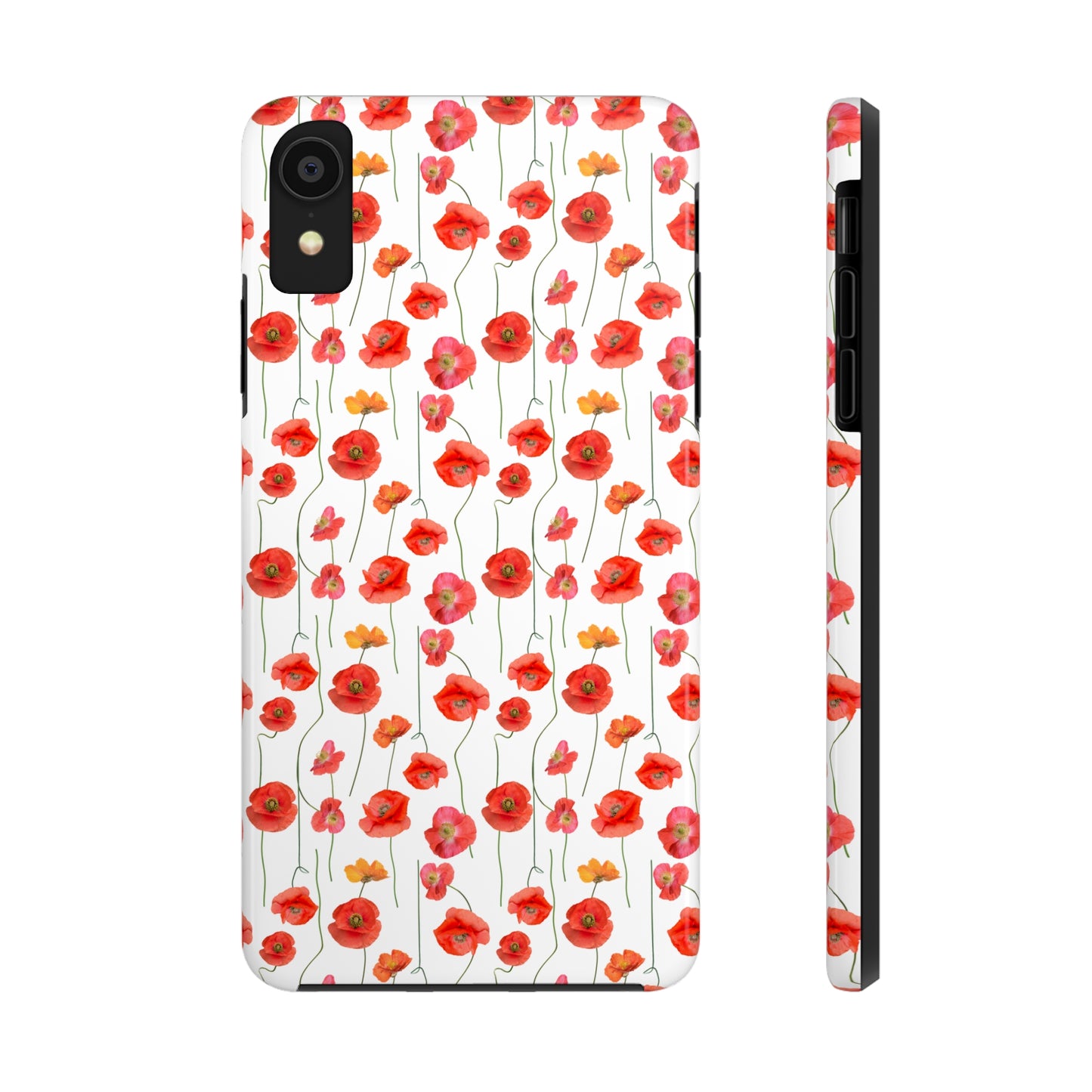 Vivid Elegance: Bright Red Poppies on a White Background Iphone Tough Phone Case