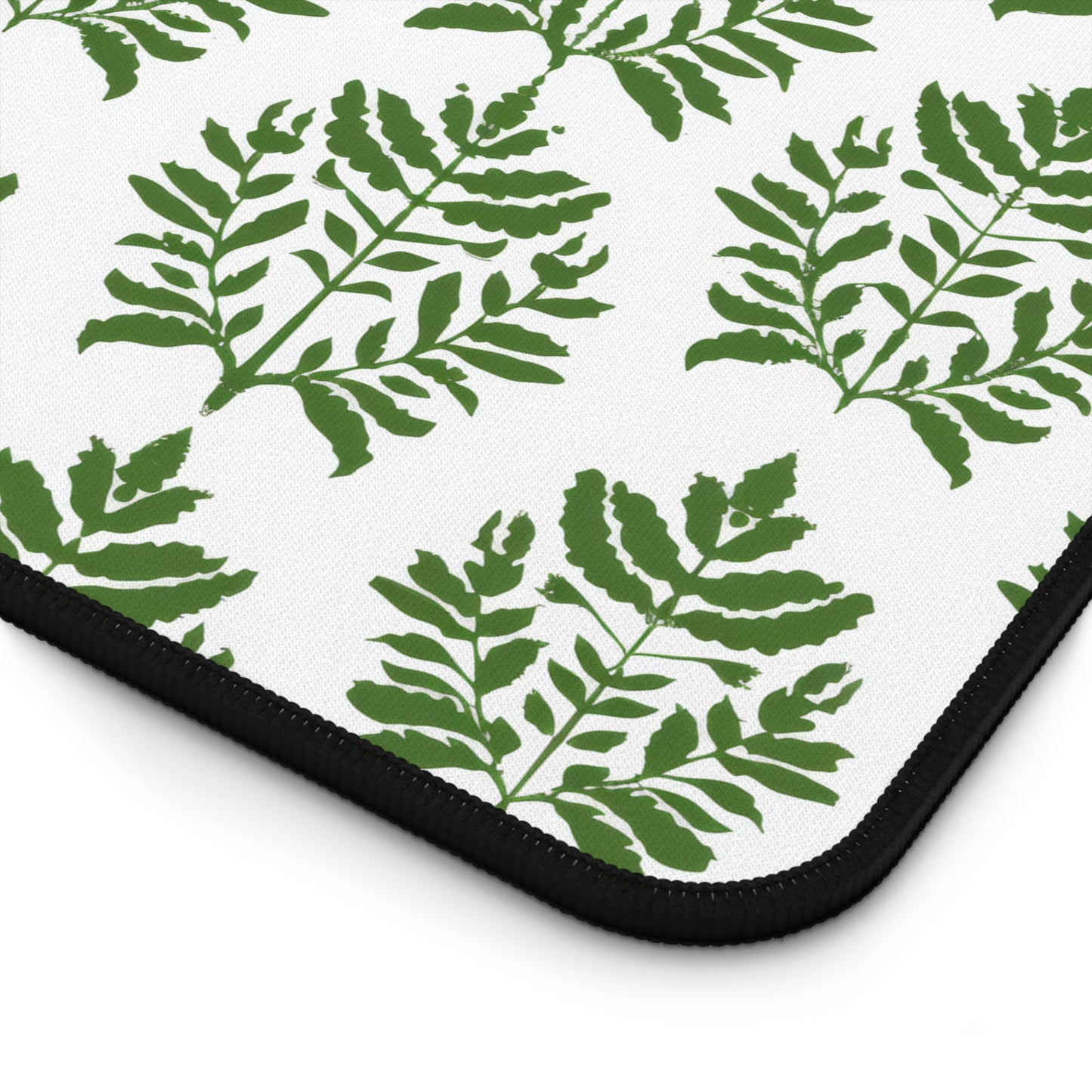 Verdant Harmony in Elegant Green Botanical Block Print Pattern Extended Gaming Mouse Pad  Desk Mat  - 3 Sizes