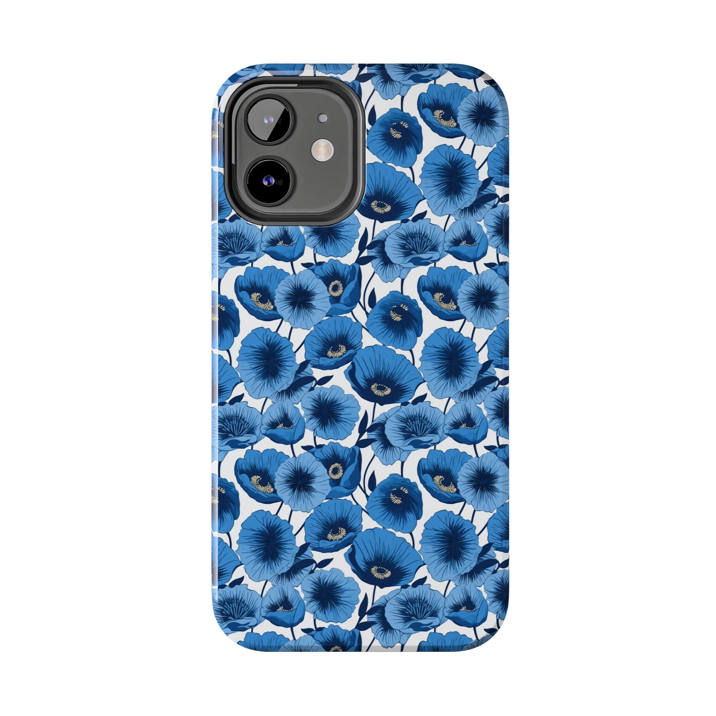 Vivid Blooms Bright Blue Poppies Design Iphone Tough Phone Case