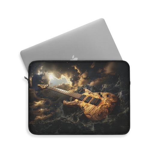 Golden Gilded Electric Guitar with Heavenly Clouds and Sun Laptop or Ipad Protective Sleeve 3 Sizes