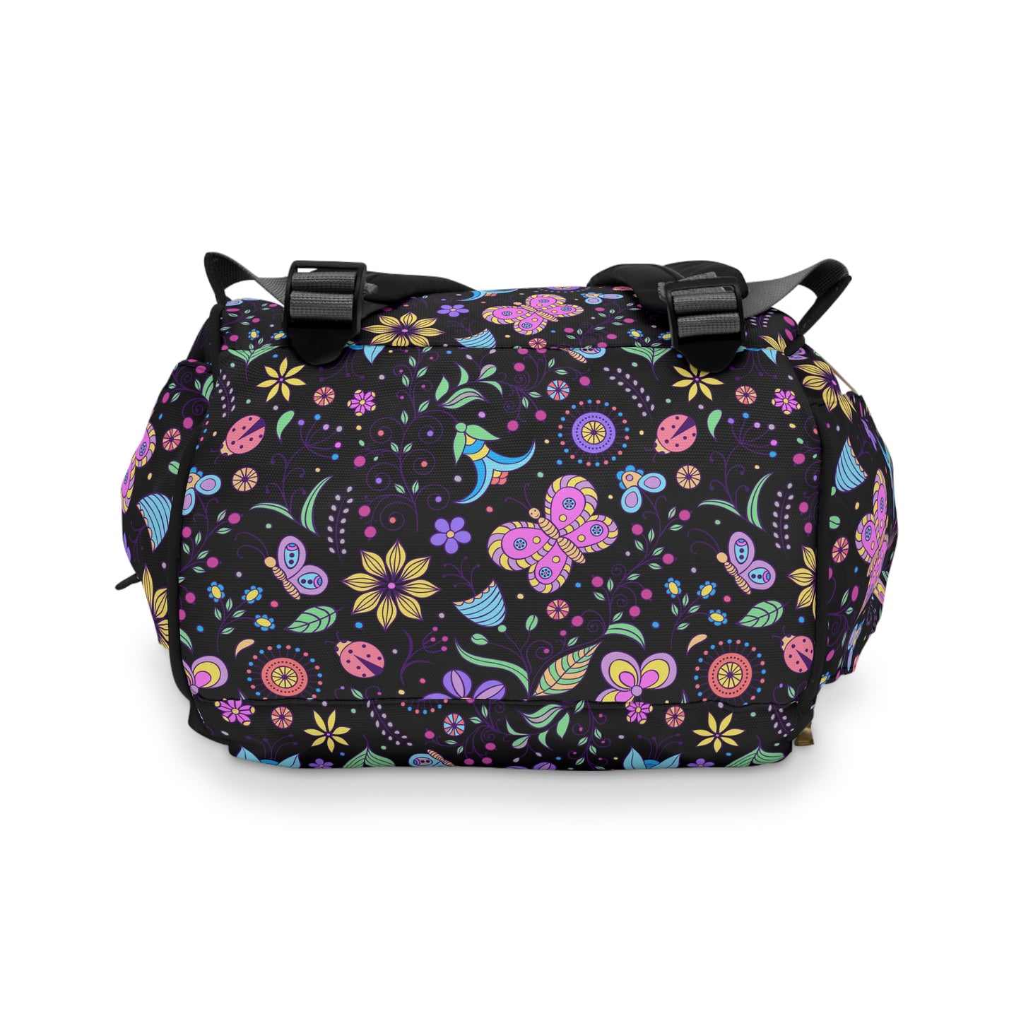 Youthful Whimsy: Kids' Hand-Drawn Butterflies and Flowers Multifunctional Diaper Backpack