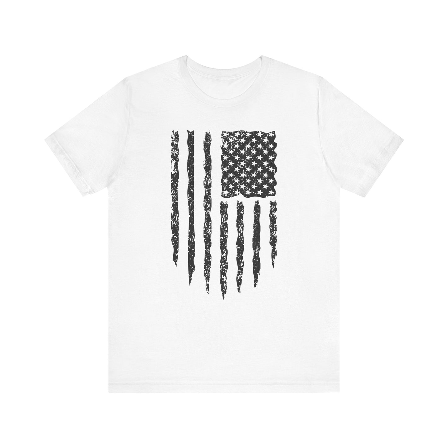 Distressed American Flag in Black - Short Sleeve T-Shirt XS-5XL