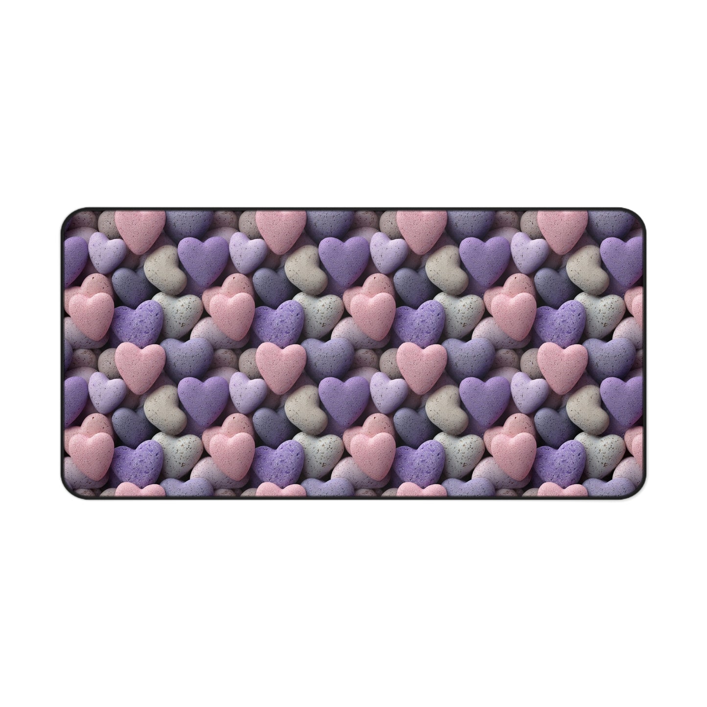 Hearts of Stone Deskmat , Rock Heart Desk Decoration, Floral Large Mousepad, Gaming Desk Mat, Desktop Accessory
