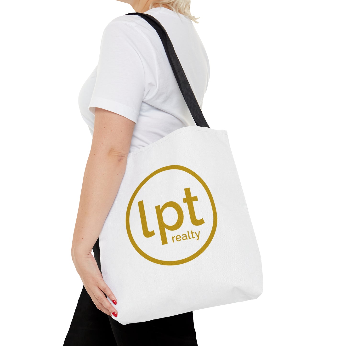 LPT Realty Logo's on Both Sides in Gold - Canvas Tote 3 Sizes