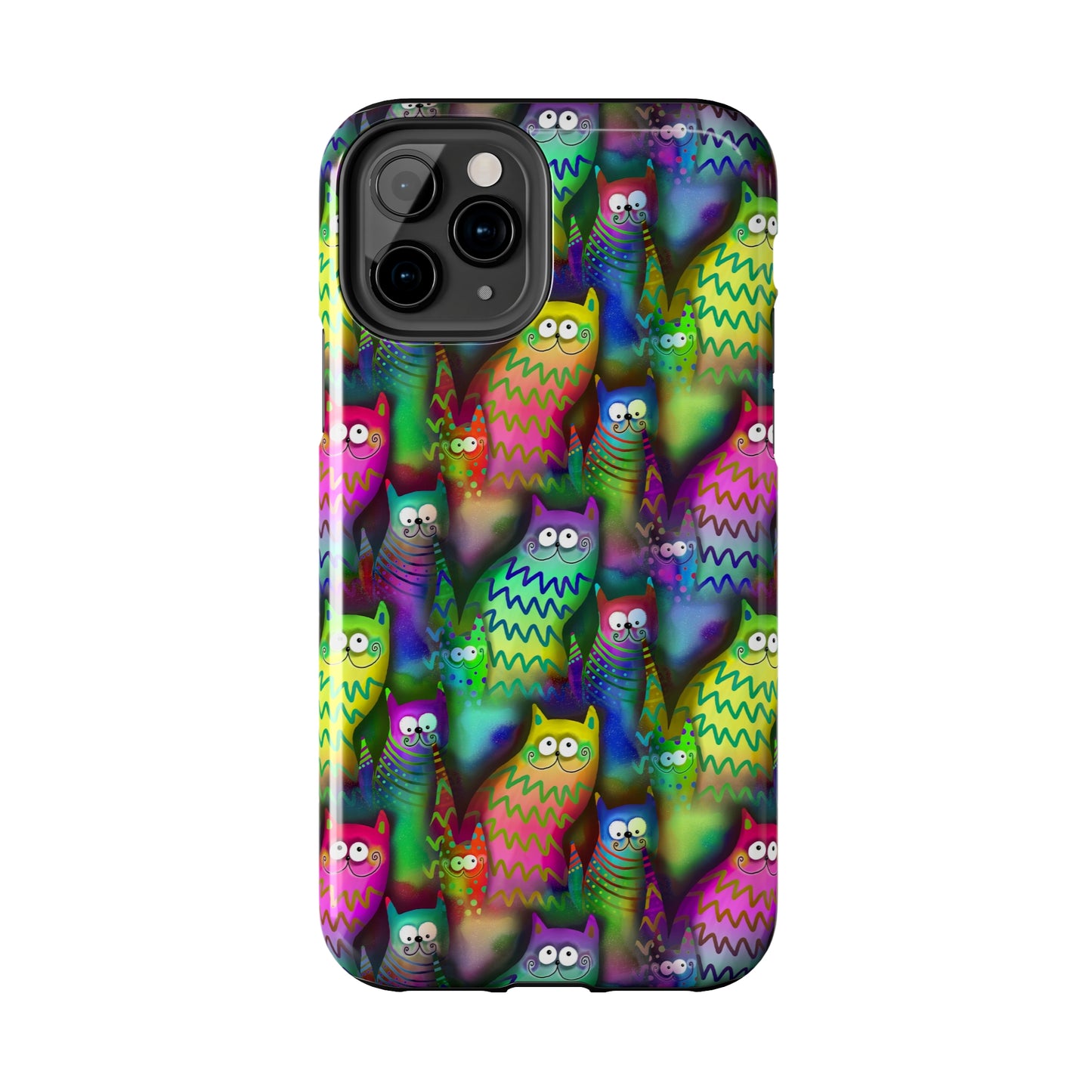 Neon Rainbow Cartoon Cats Iphone Tough Phone Case