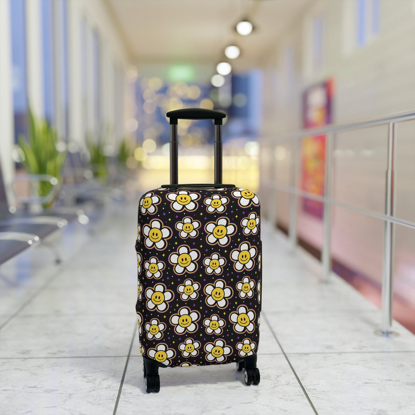 Kids Retro Daisies with Smiley Faces  - Luggage Protector and Cover 3 Sizes