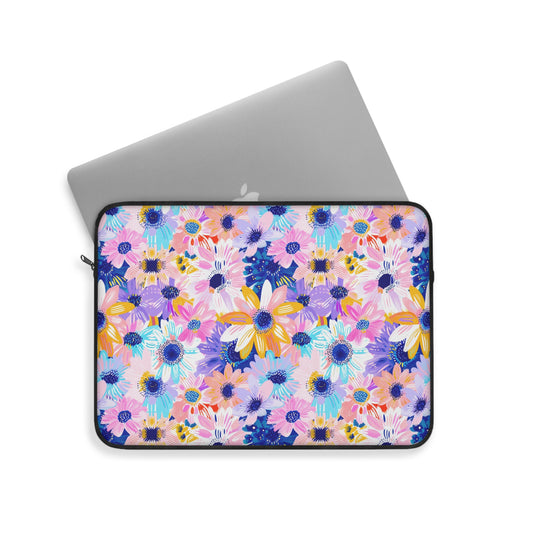 Watercolor Wonderland: Large Colorful Daisies Blooming with Radiance Laptop or Ipad Protective Sleeve Three Sizes Available