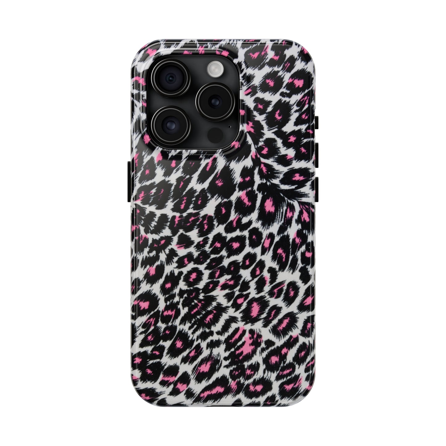 Fierce Femininity Pink and Black Leopard Print Iphone Tough Phone Case