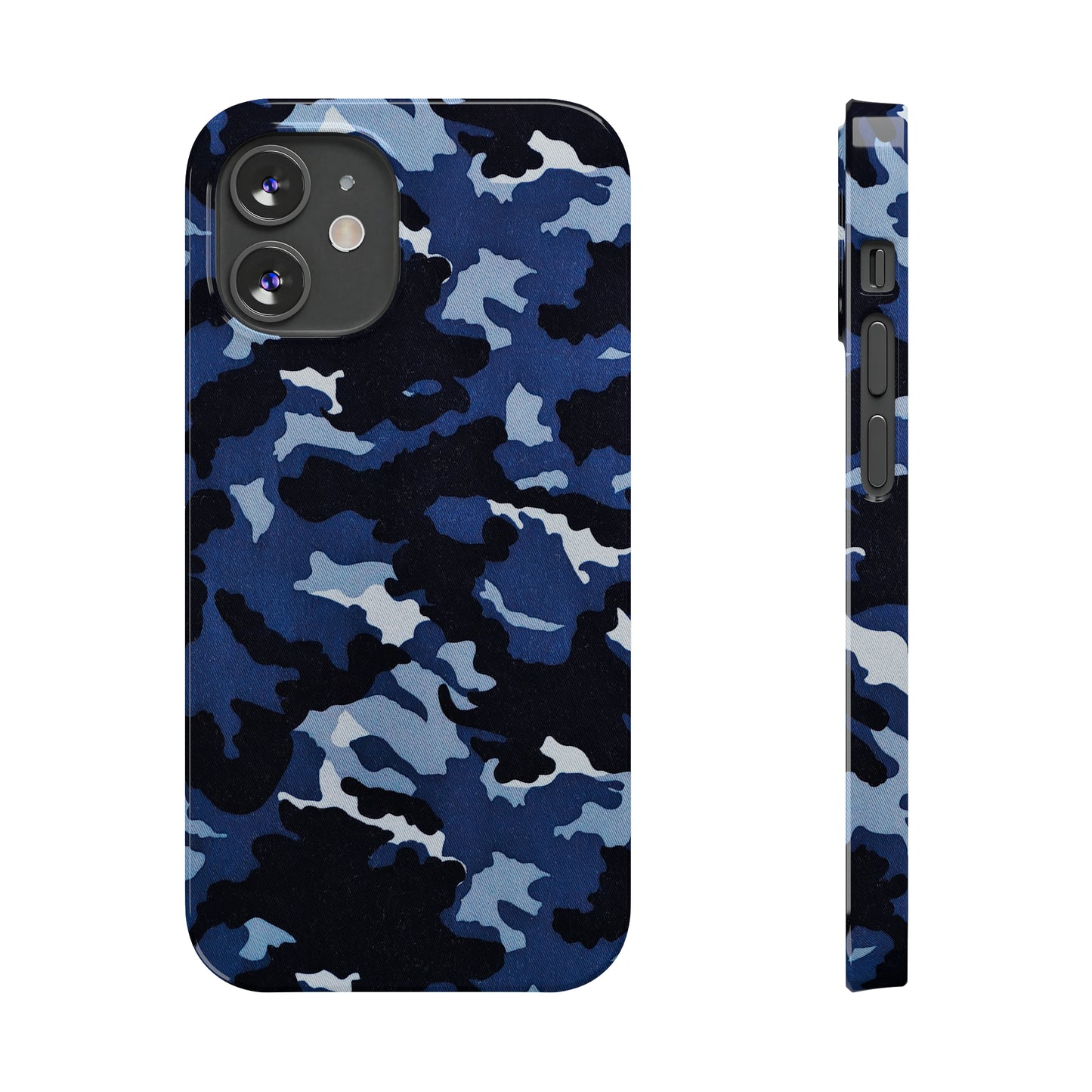 Deep Sea Concealment: Navy Blue Camouflage Iphone 15-12 Slim Phone Case