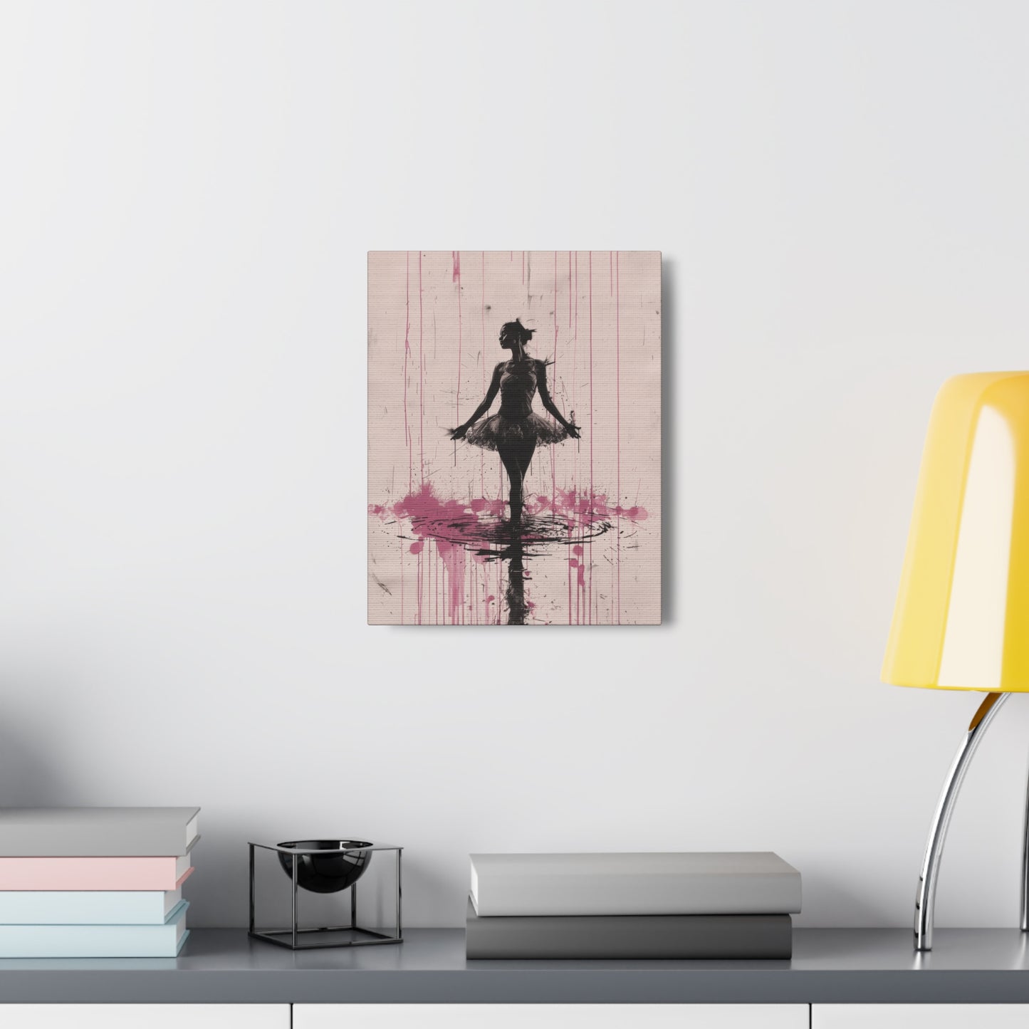 Grace in the Rain Abstract Ballerina Dancing Amidst Pink Showers Print on Canvas Gallery - 13 Sizes