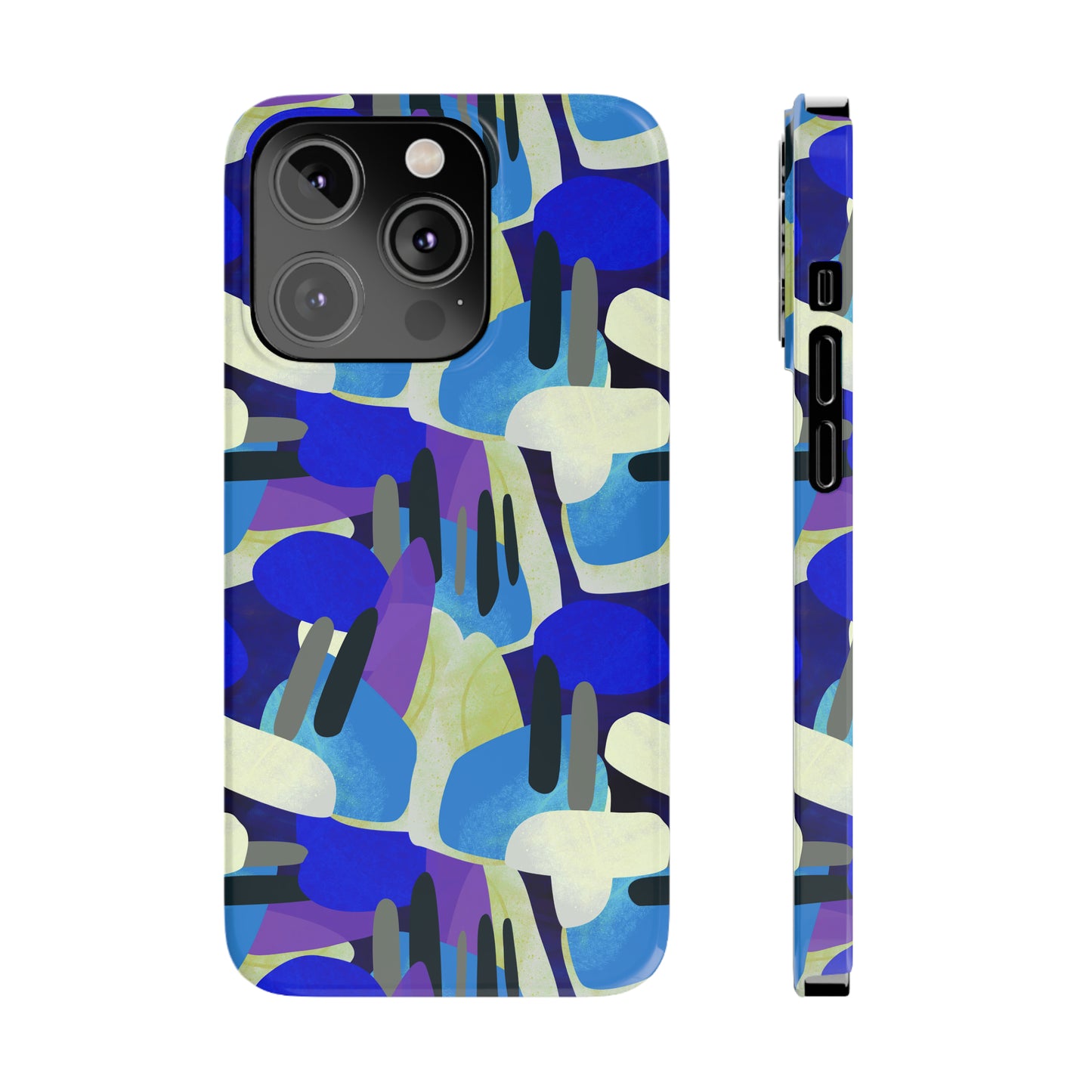 Blue, Purple and Green Abstract Design Iphone 15-12 Slim Phone Case