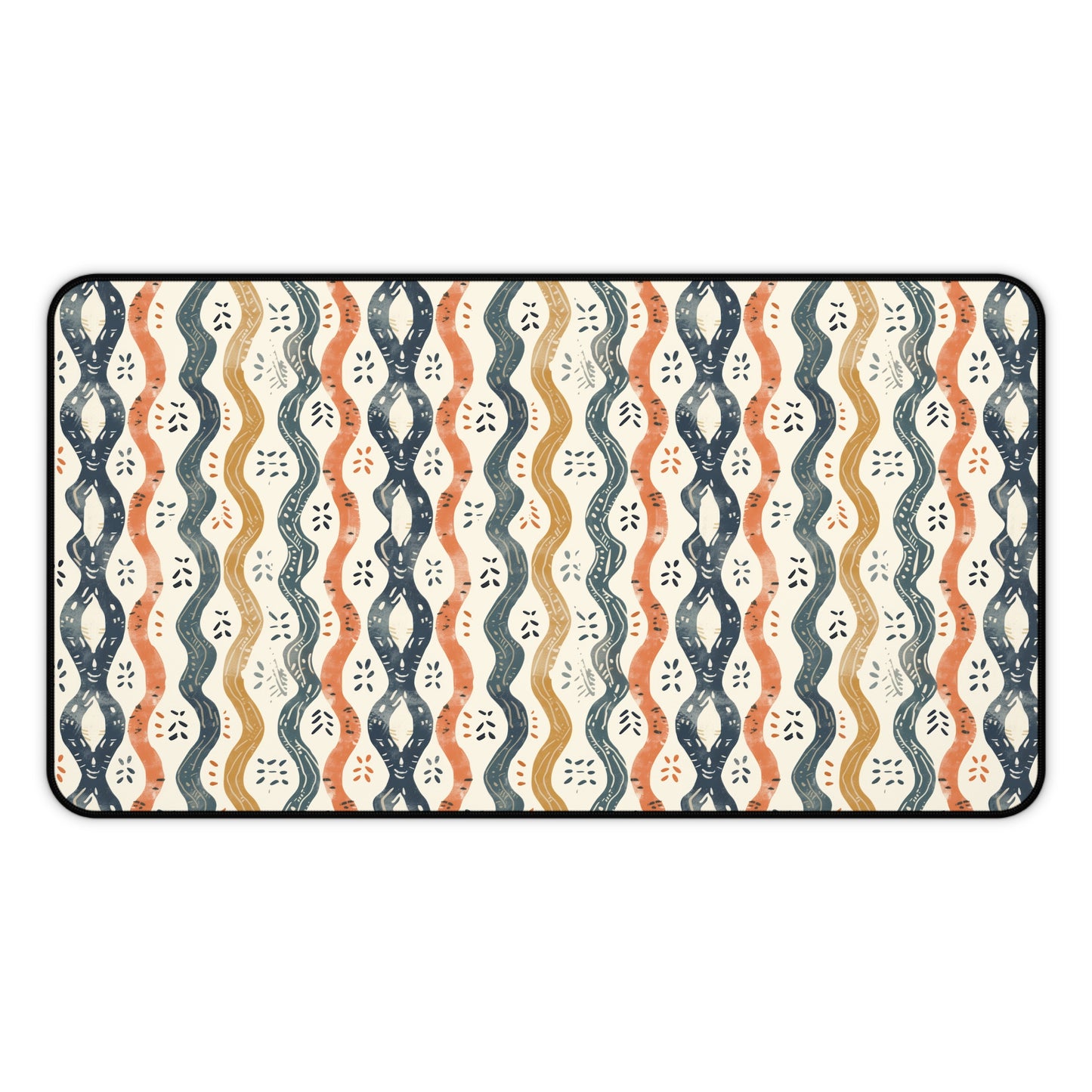 Boho Waves with Earthy Blues Reds and Browns Extended Gaming Mouse Pad  Desk Mat  - 3 Sizes