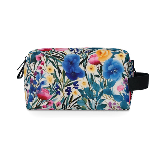 Blooming Brilliance: Large Watercolor Floral Design in Blue, Yellow, and Pink Toiletry Bag