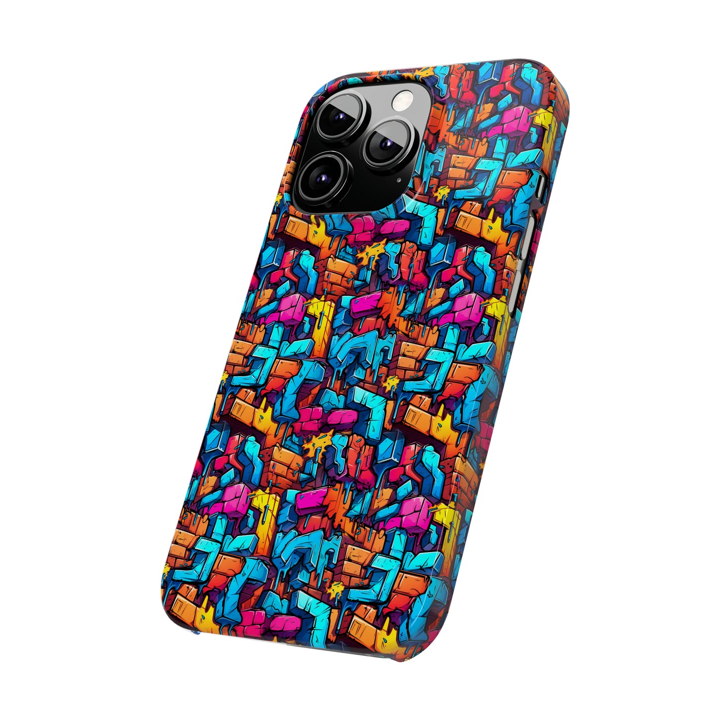 3D Rainbow Colored Graphic Blocks Design Iphone 15-12 Slim Phone Case