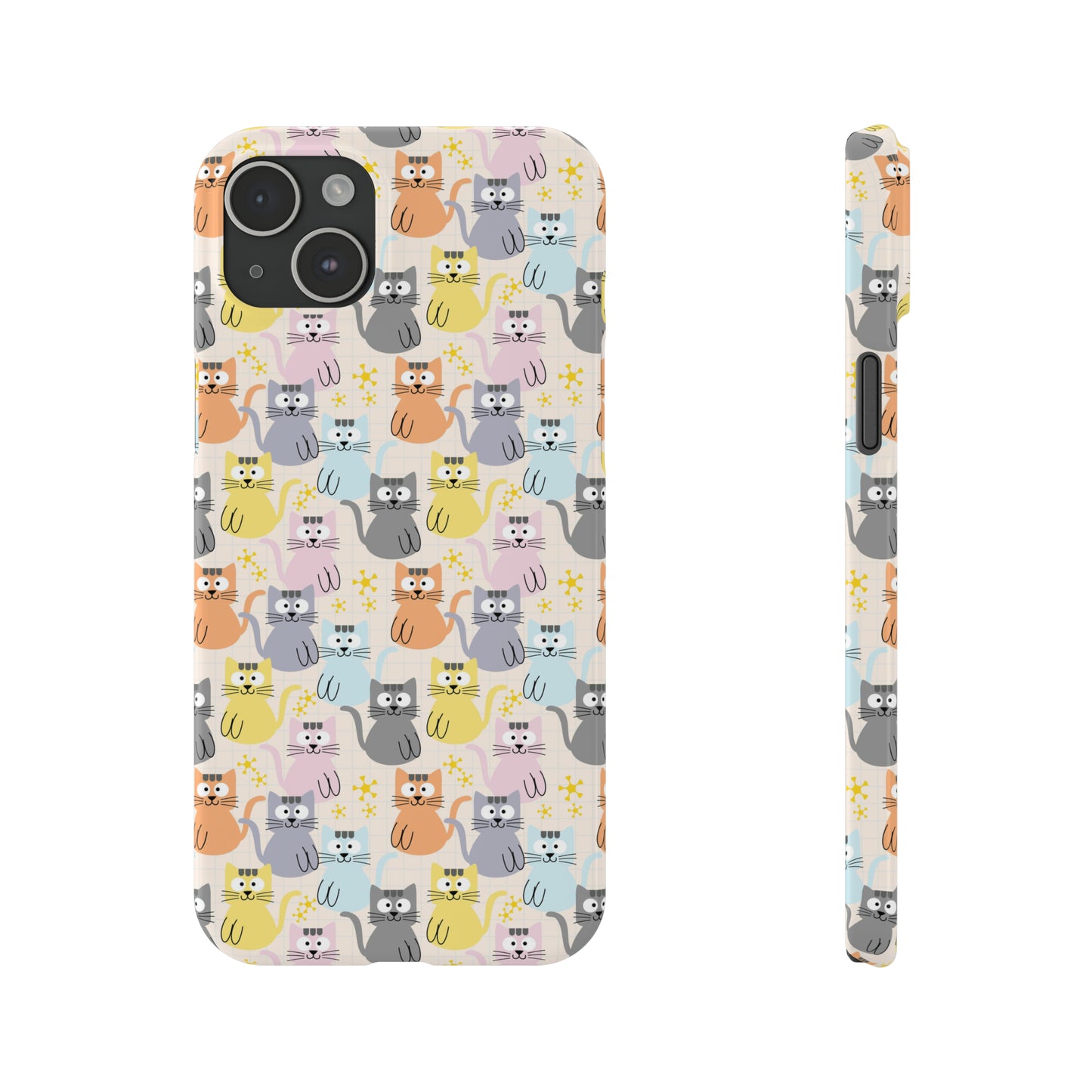 Adorable Cartoon Kitties: Pastel-Colored and Overflowing with Cuteness Iphone 15-12 Slim Phone Case