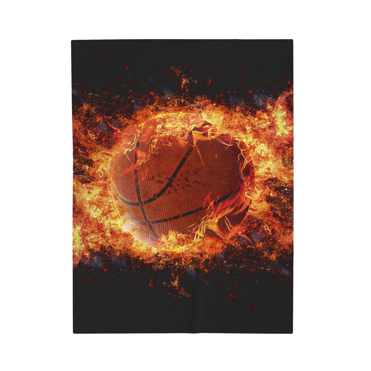 Fiery Basketball Velveteen Plush Blanket 3 Sizes