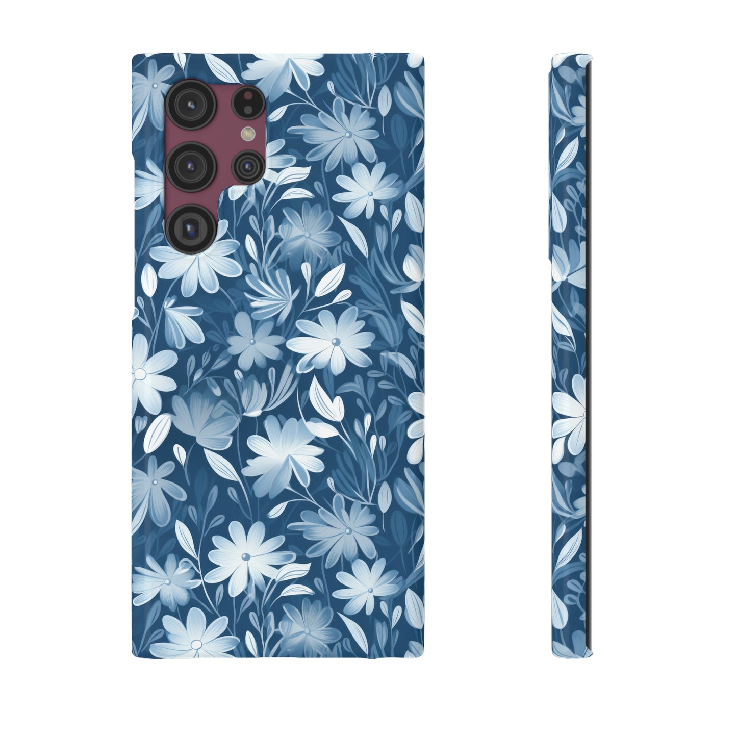 Gentle Elegance: Soft Muted Blue Flower Design Samsung Slim Cases