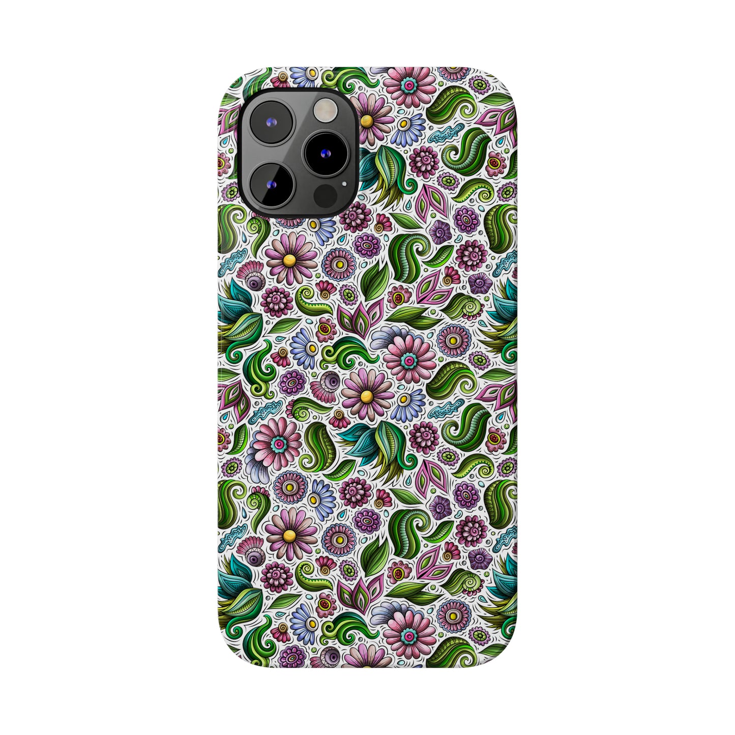 Purple & Pink Daisy Floral Print Iphone 15-12 Slim Phone Case