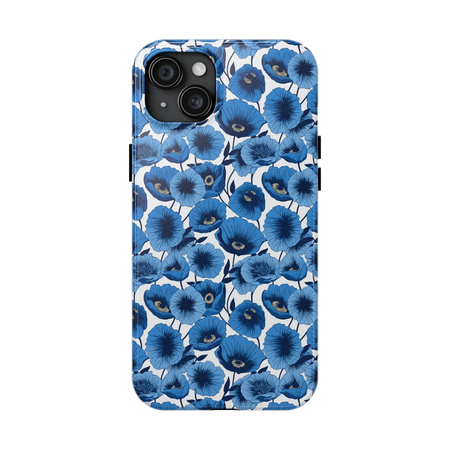 Vivid Blooms Bright Blue Poppies Design Iphone Tough Phone Case