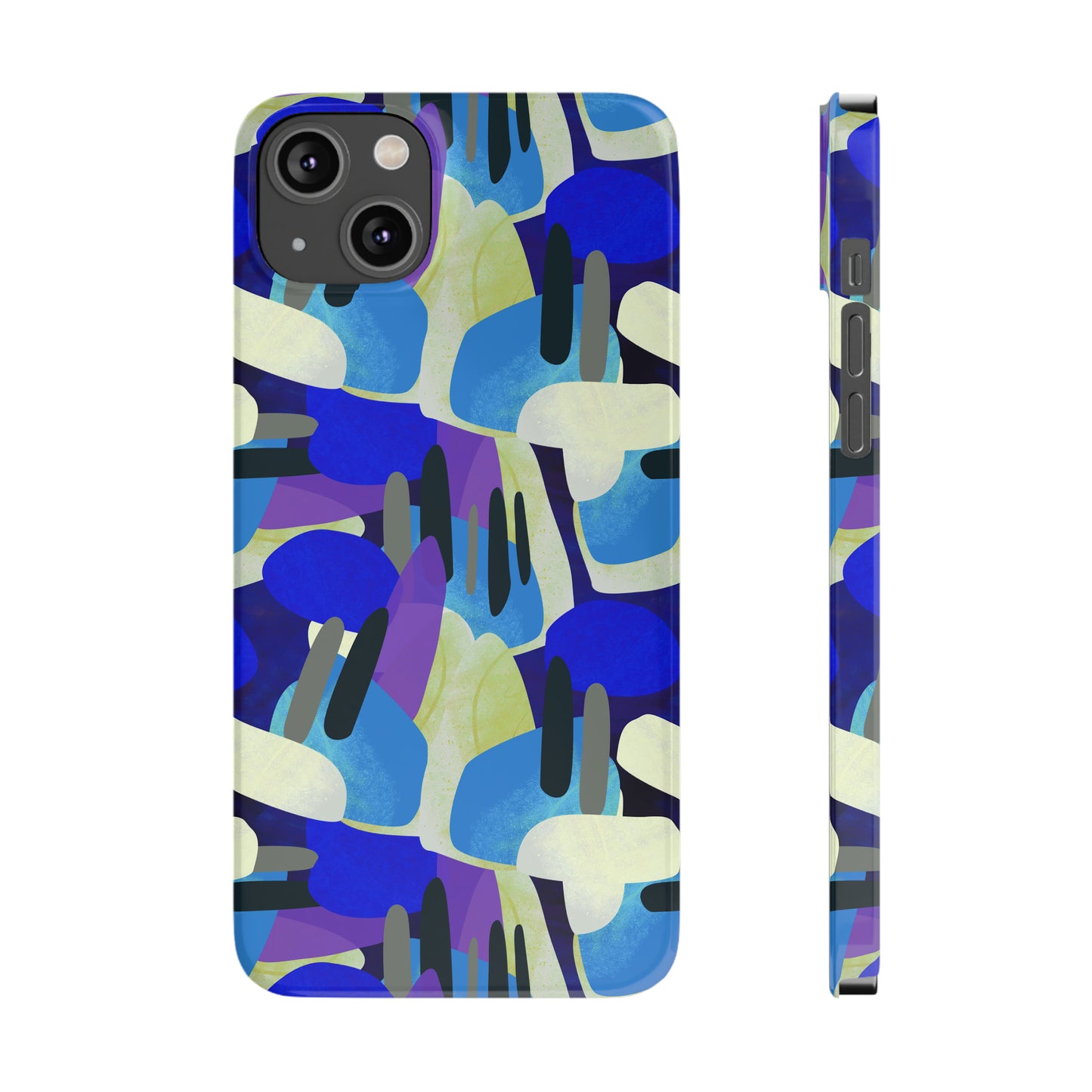 Blue, Purple and Green Abstract Design Iphone 15-12 Slim Phone Case