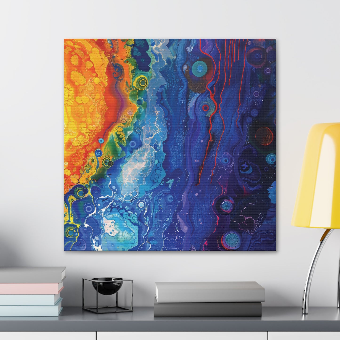 Sun Fire and Space Alcohol Ink Print on Canvas Gallery Wraps  - 5 Sizes