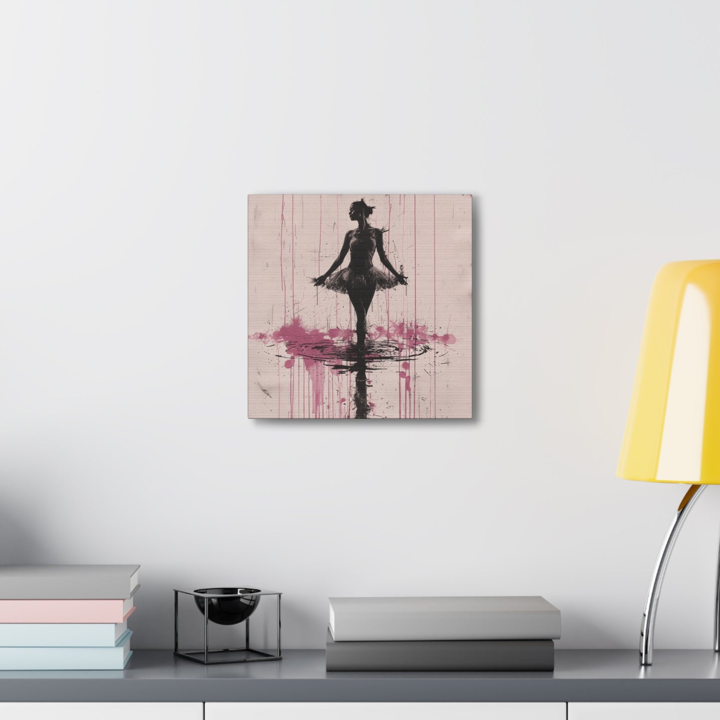 Grace in the Rain Abstract Ballerina Dancing Amidst Pink Showers Print on Canvas Gallery - 13 Sizes