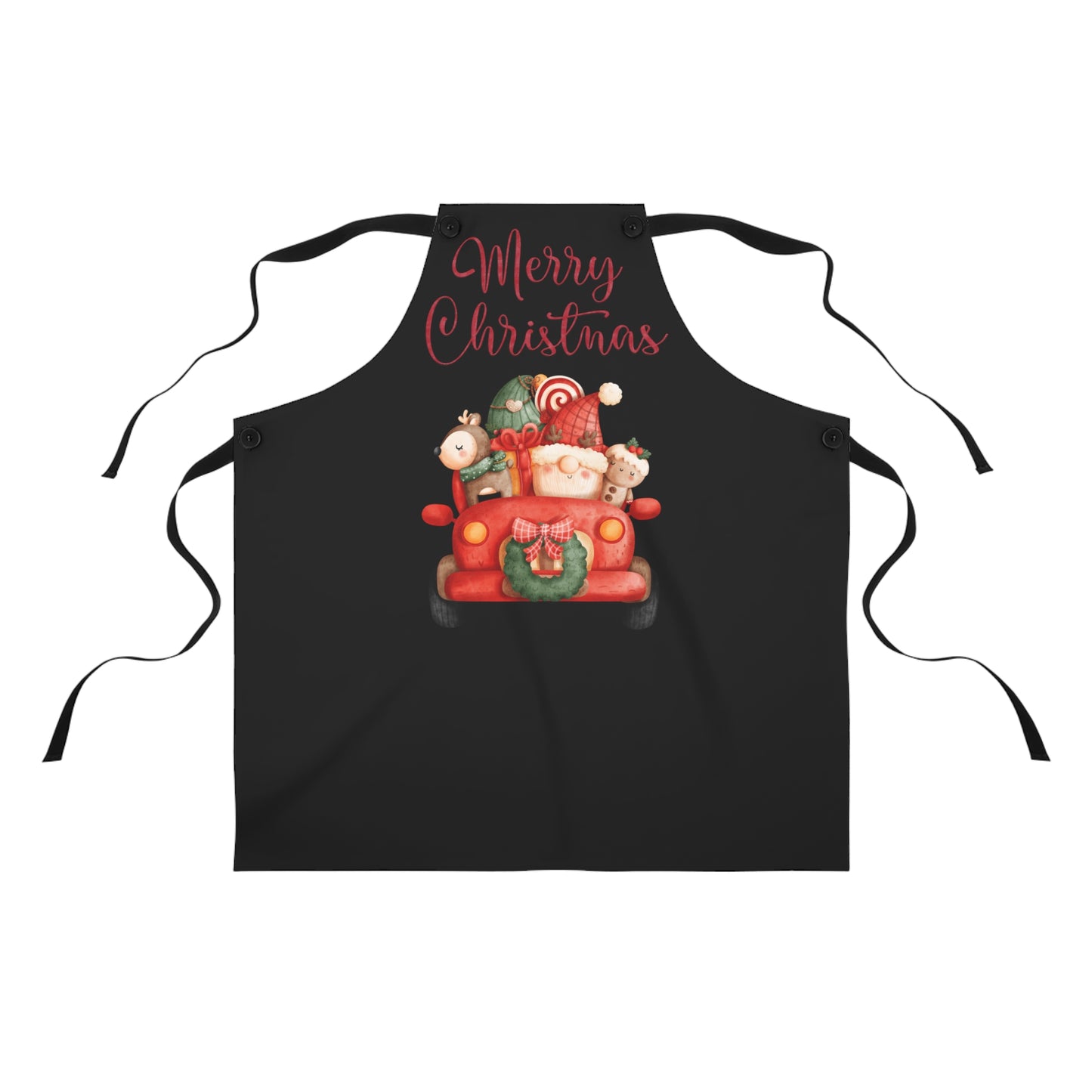 Merry Christmas Gnome Driving to Celebration - Kitchen Chef Apron