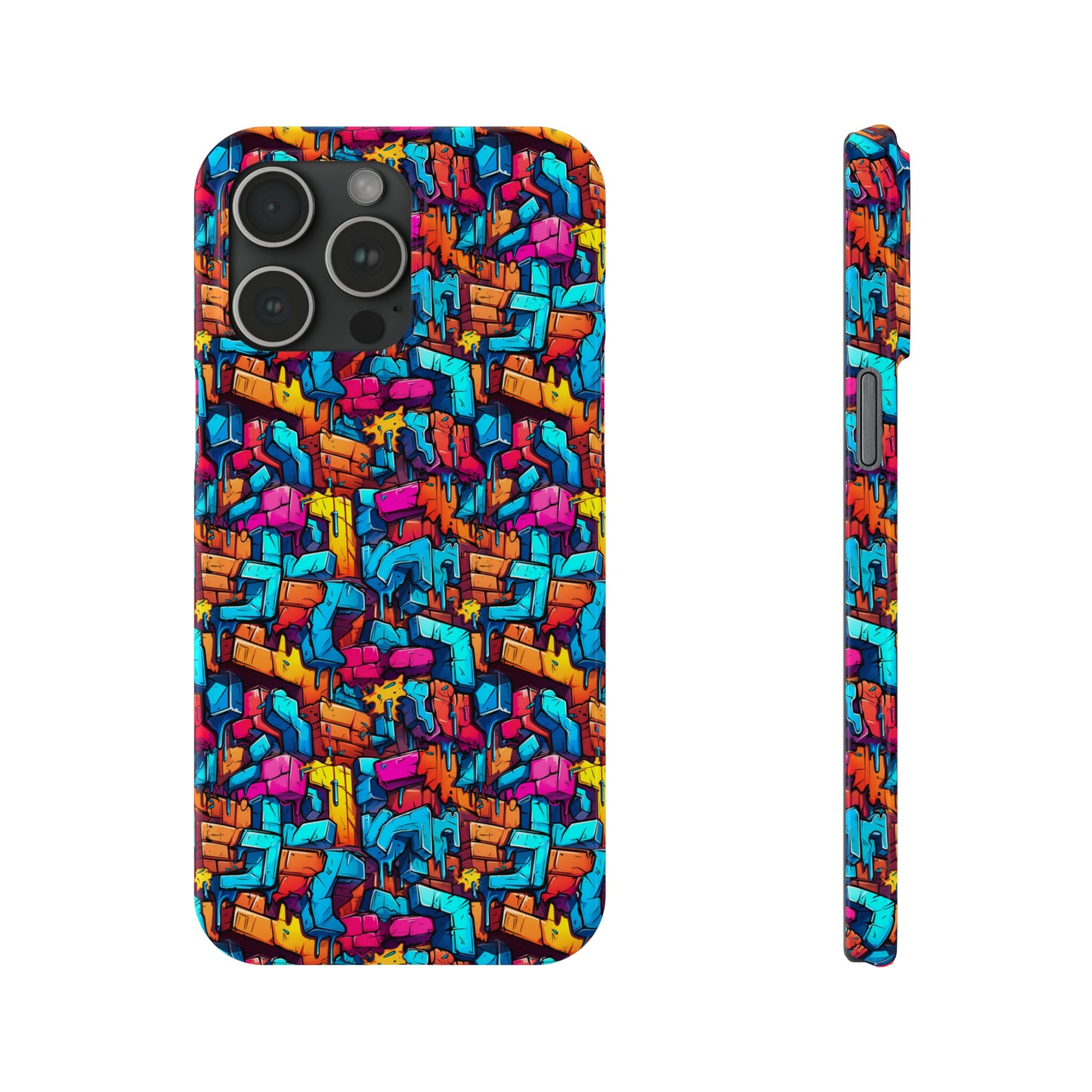 3D Rainbow Colored Graphic Blocks Design Iphone 15-12 Slim Phone Case