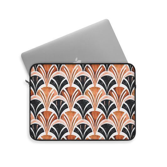 Vintage Art Deco Copper and Black Geometric Design Laptop or Ipad Protective Sleeve 3 Sizes Available