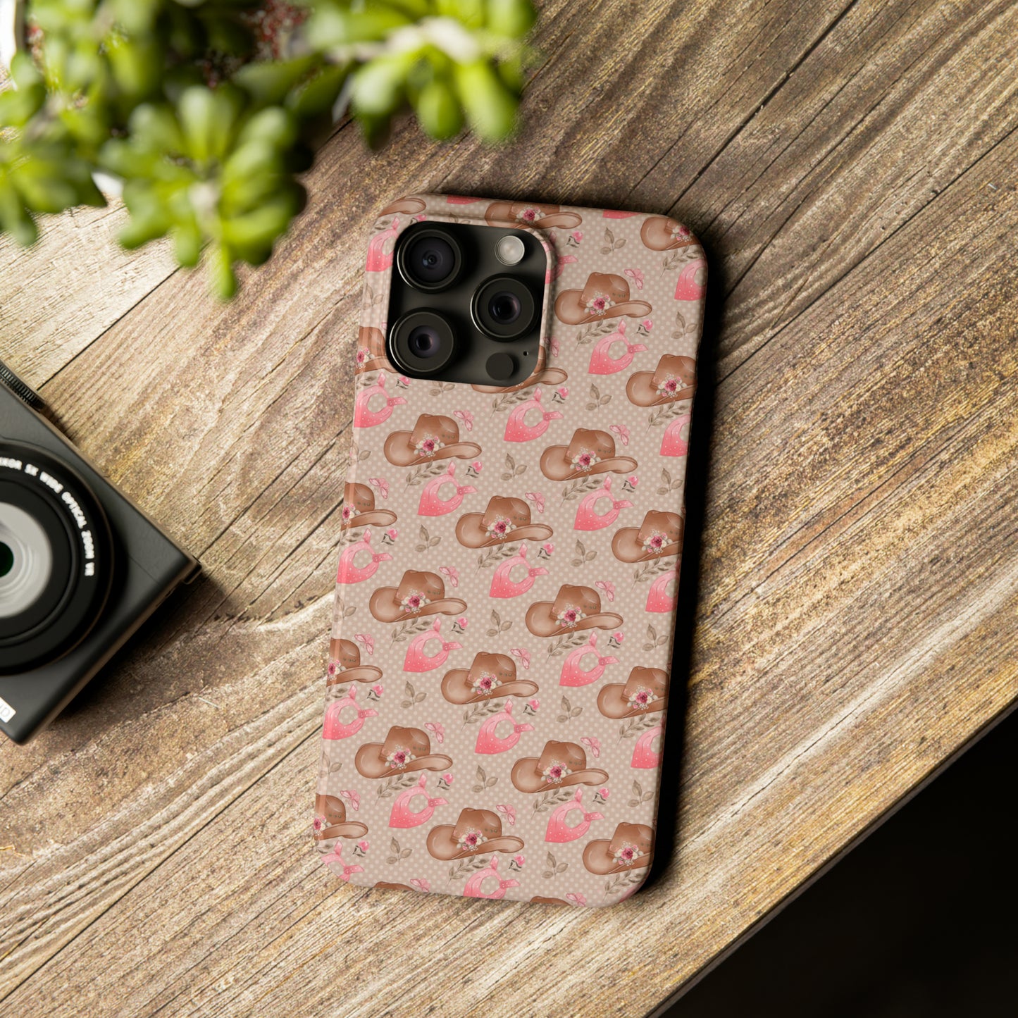 Western Cowgirl Hat with Flowers Iphone 15-12 Slim Phone Case