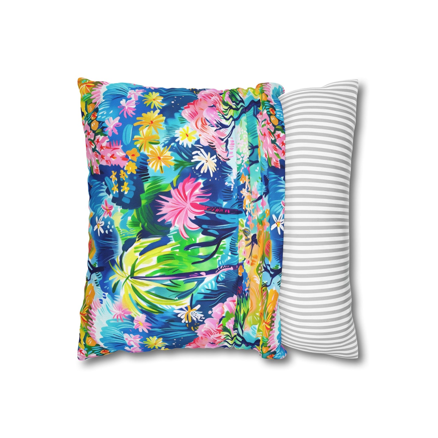 Kaleidoscope Canopy: Tropical Palm Symphony Spun Polyester Square Pillowcase 4 Sizes