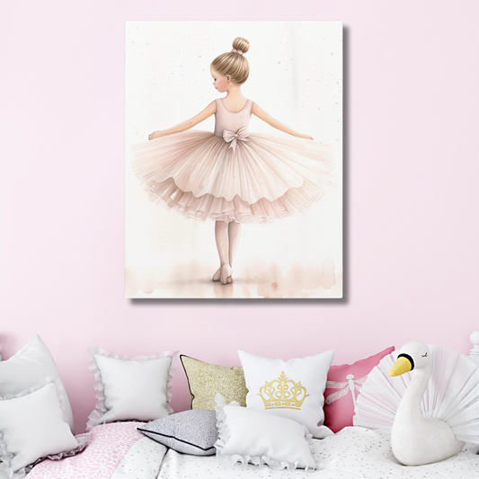 Magical Moments: Little Girl Embracing Ballet Dance Print on Canvas Gallery - 13 Sizes