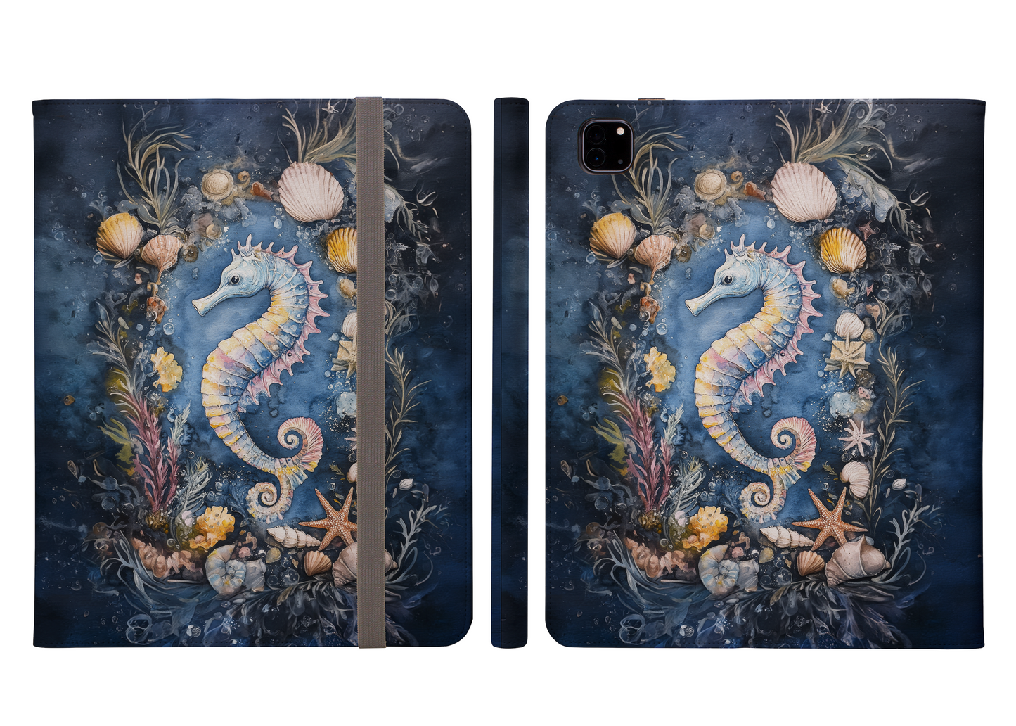 Enchanted Watercolor Seahorse Ipad Pro 11 & Pro 12.9 Protective Case and Pencil Holder