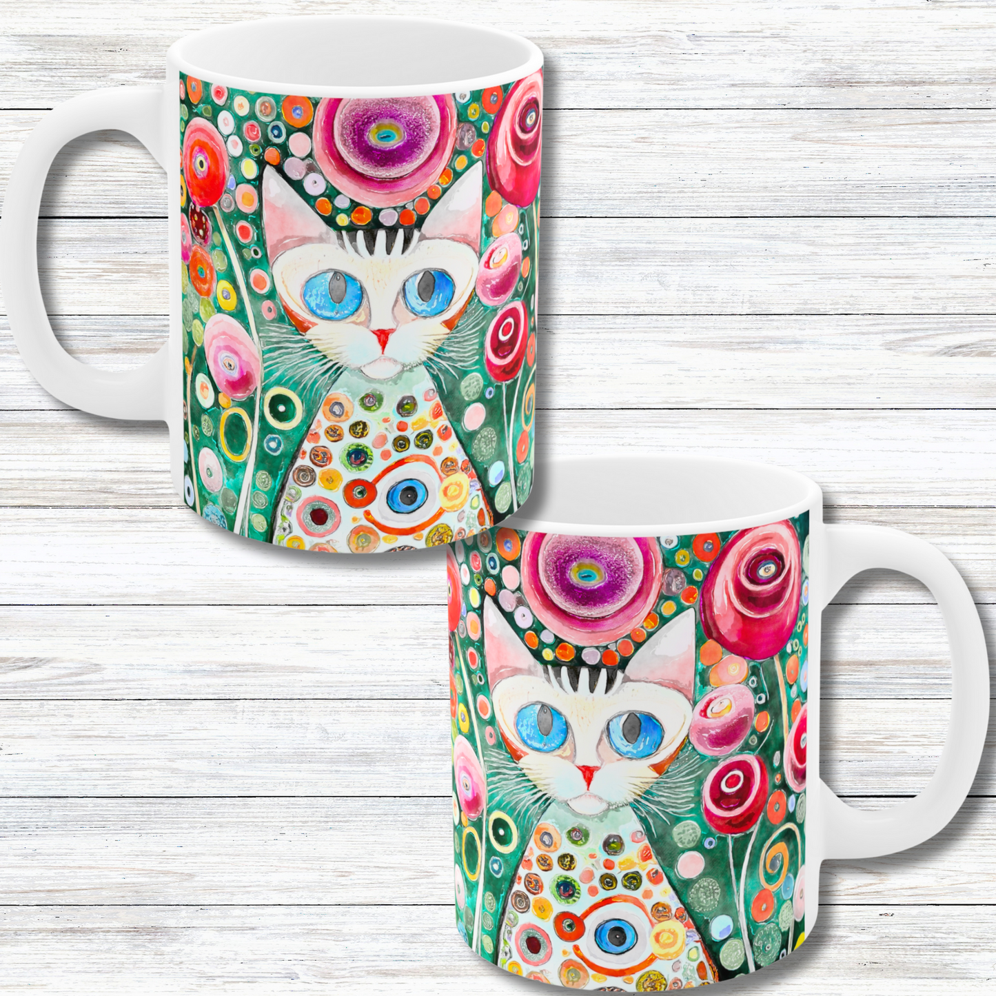 Whimsical Cat in Style of Klimt  - 11 oz Coffee