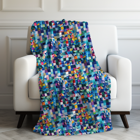 Artistic Kaleidoscope: Abstract Patchwork of Diverse Art Styles Velveteen Plush Blanket 3 Sizes