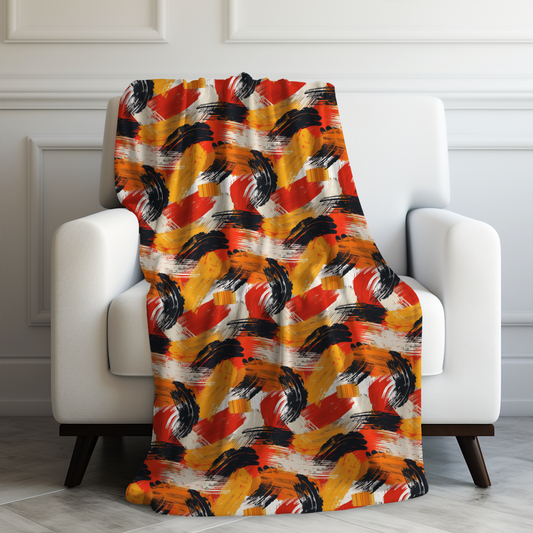 Bold Autumn Brushstroke Abstract Pattern Velveteen Plush Blanket 3 Sizes