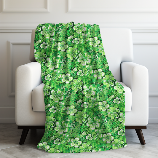 Emerald Essence: Floral Bloom Design in Green Hues Velveteen Plush Blanket 3 Sizes