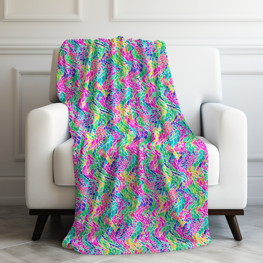 Enchanted Waves: Rainbow Mermaid Dancing in the Sea Velveteen Plush Blanket 3 Sizes