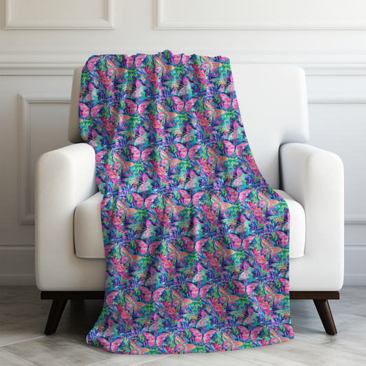 Fluttering Rainbows: Vibrant Watercolor Butterflies in Flight Velveteen Plush Blanket 3 Sizes