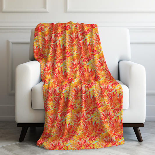 Golden Citrus Blooms: Vibrant Orange and Yellow Watercolor Flowers Velveteen Plush Blanket 3 Sizes