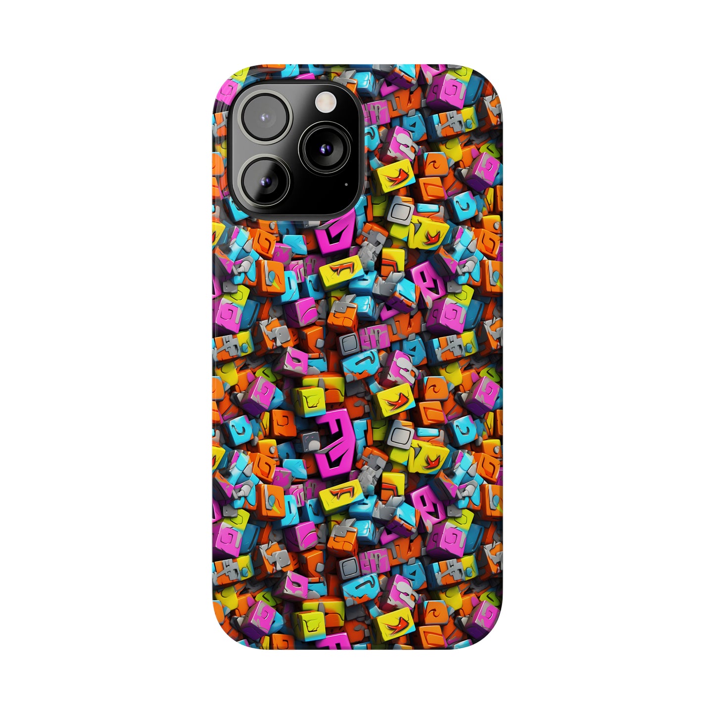 3D Abstract Colorful Block Design Iphone 15-12 Slim Phone Case