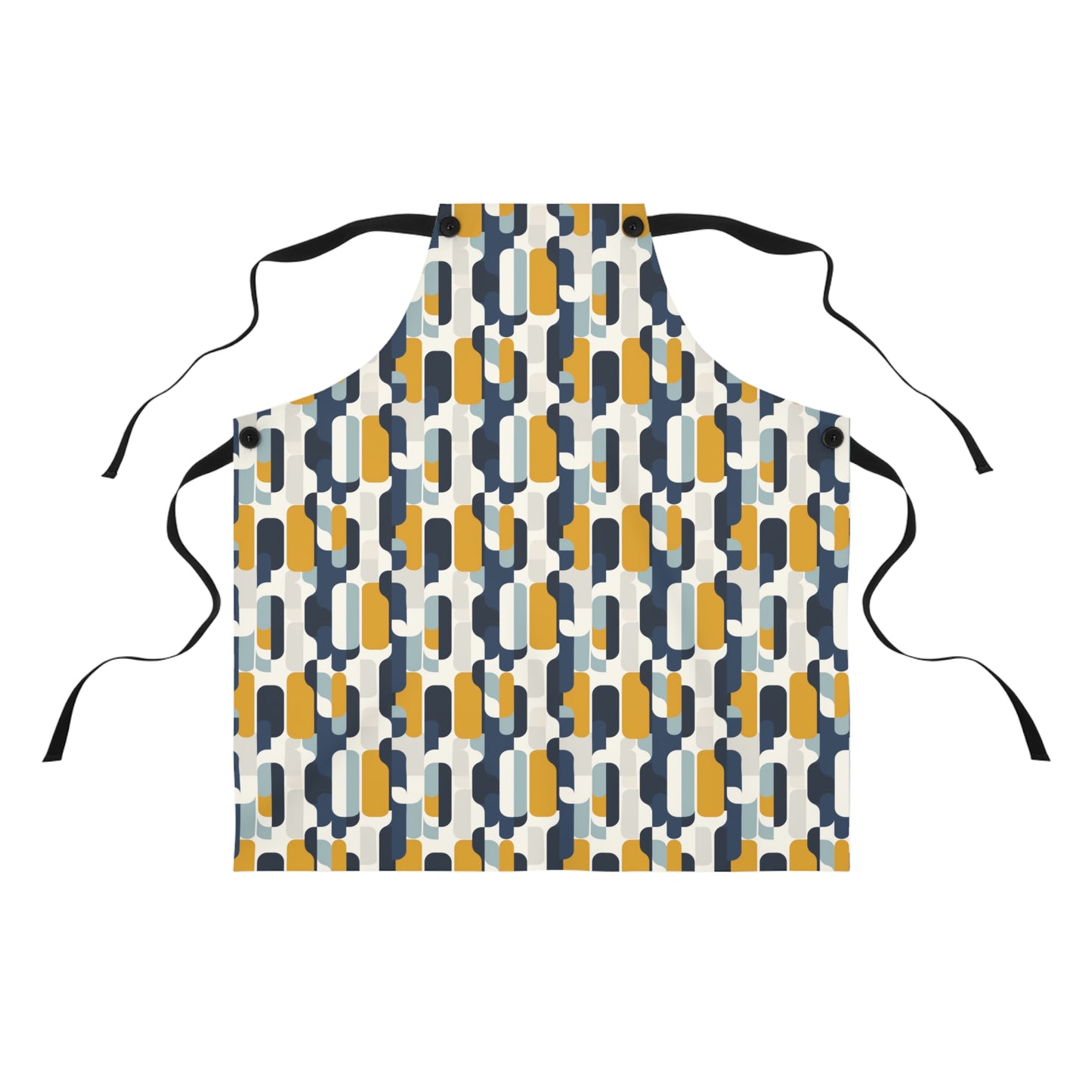 Modern Retro with Bold Geometric Pattern in Mustard and Navy Kitchen Chef Apron