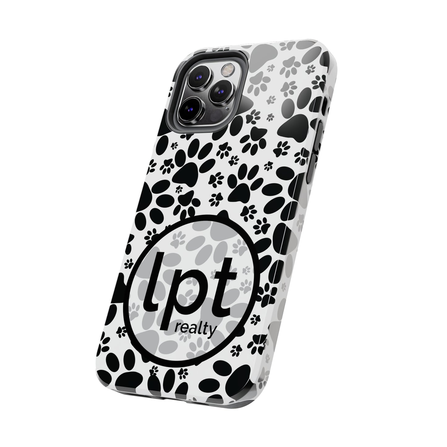 LPT Realty Logo -  Stealthy Tracks: Black Animal Paw Prints Iphone Tough Phone Case