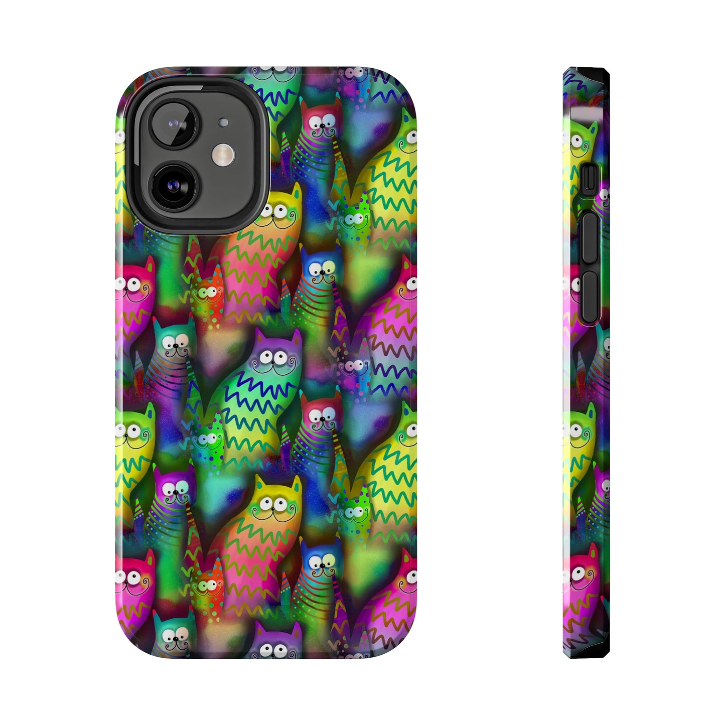 Neon Rainbow Cartoon Cats Iphone Tough Phone Case